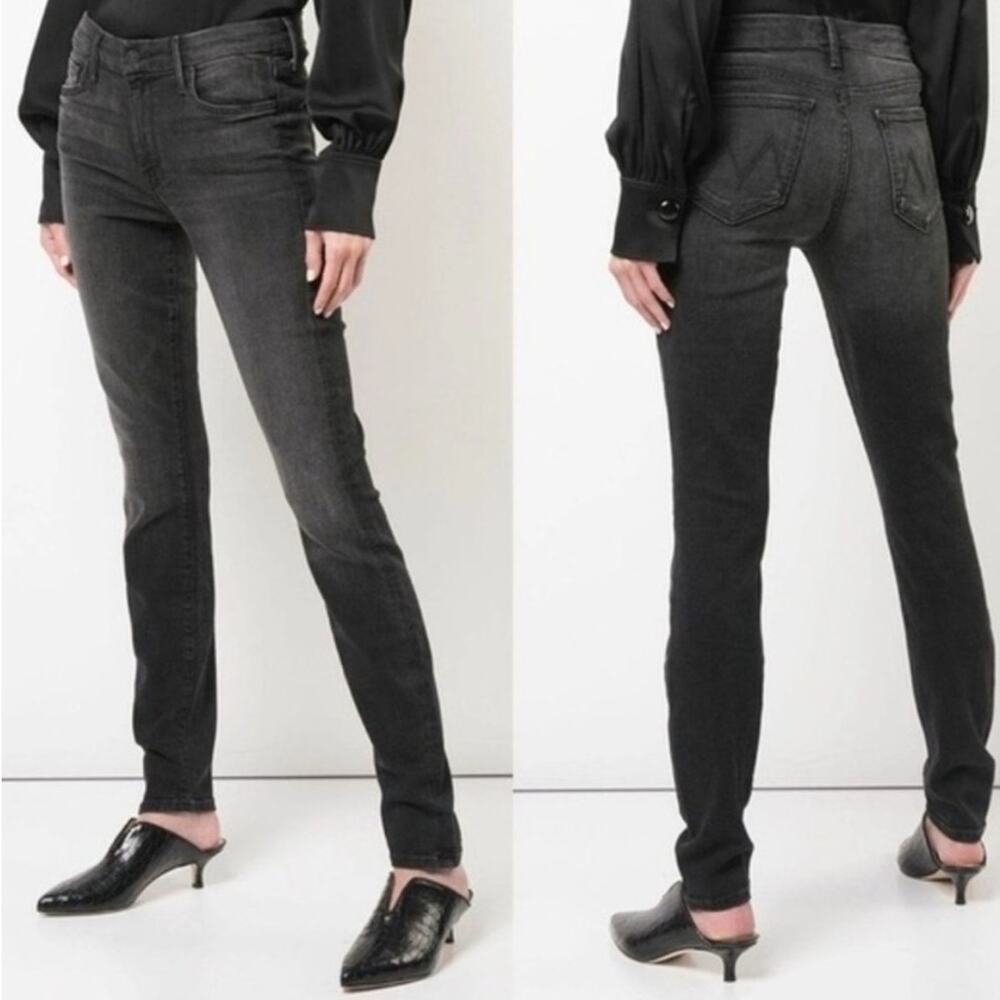 MOTHER The Looker in Night Hawk Black Skinny Jeans Stretch Size 29 Dark Wash